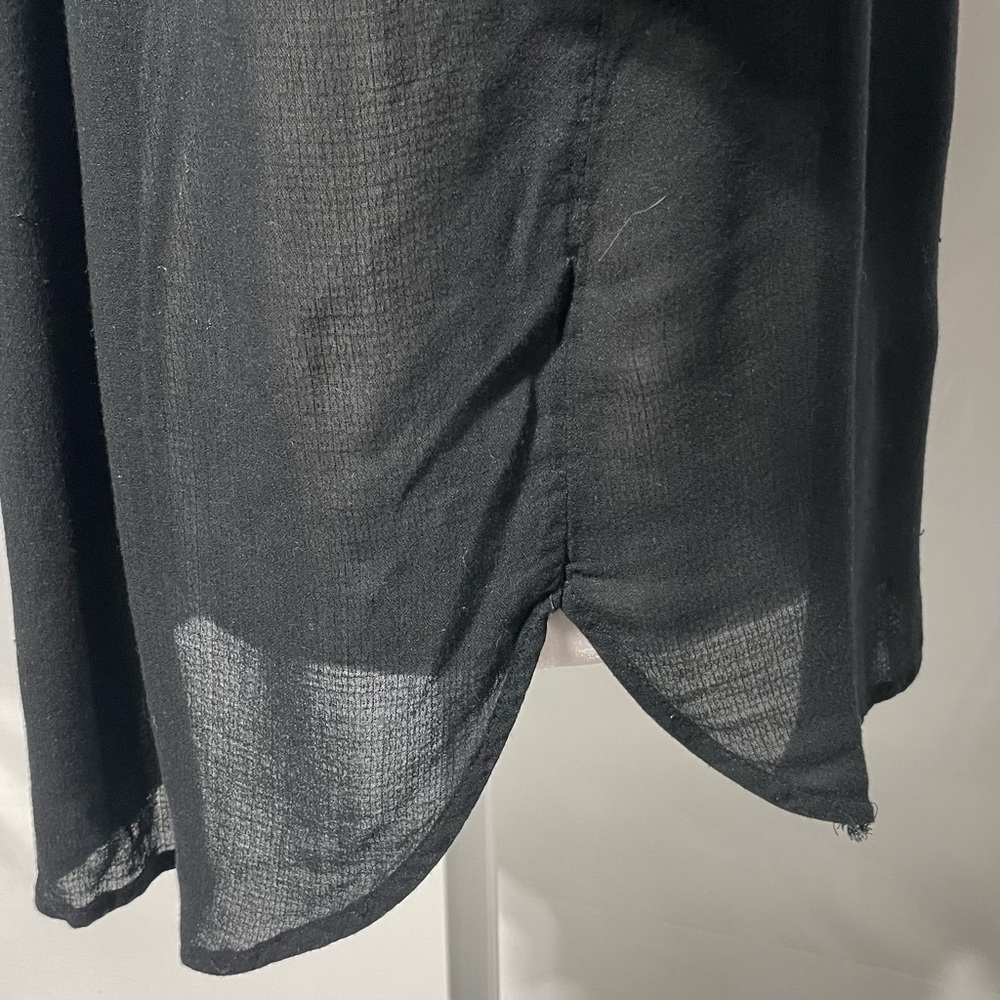 Lucky Brand Sheer Button Front Long Sleeve Blouse Black Size Medium - Picture 13 of 16